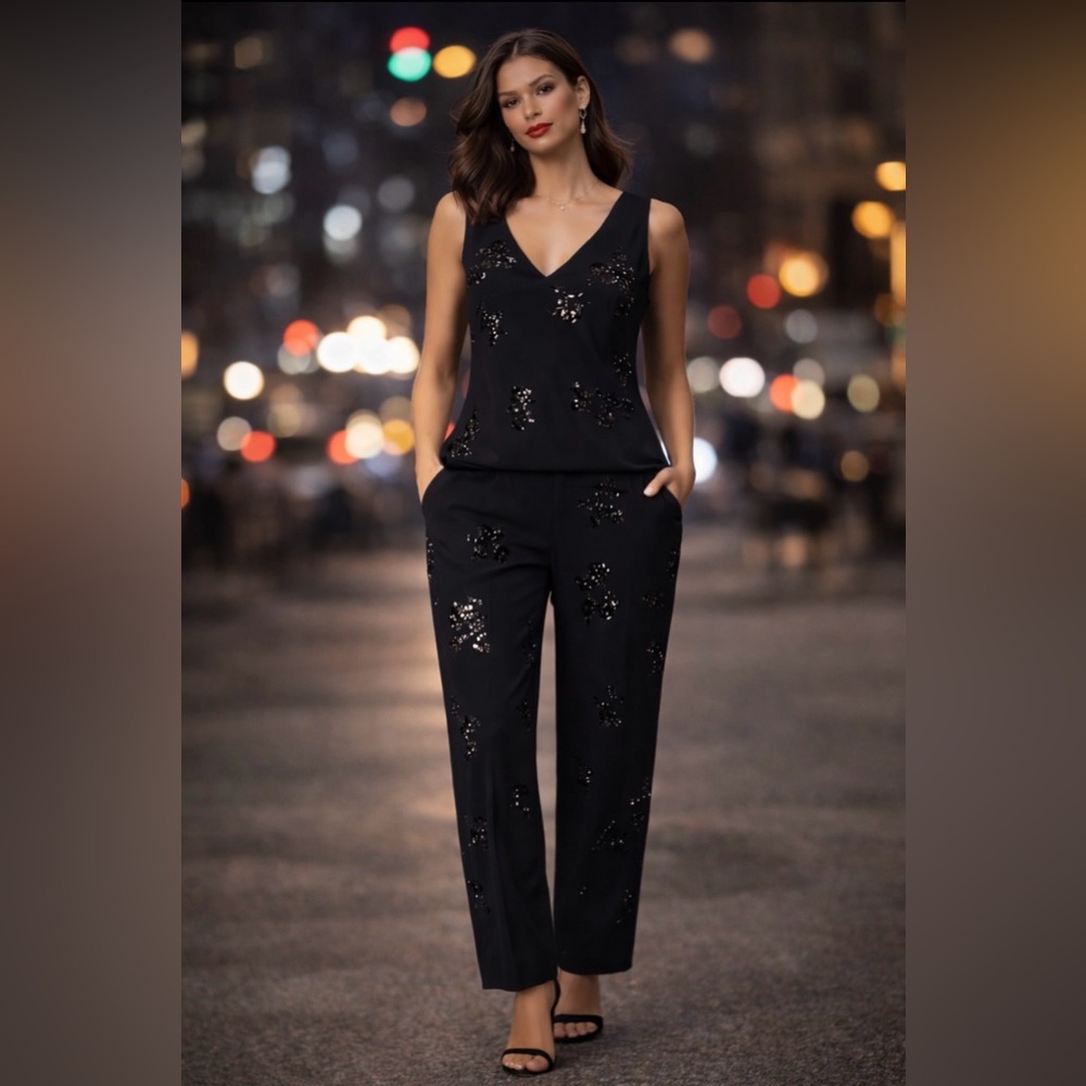 Zara Black Sequin Two Piece Set - Size Large